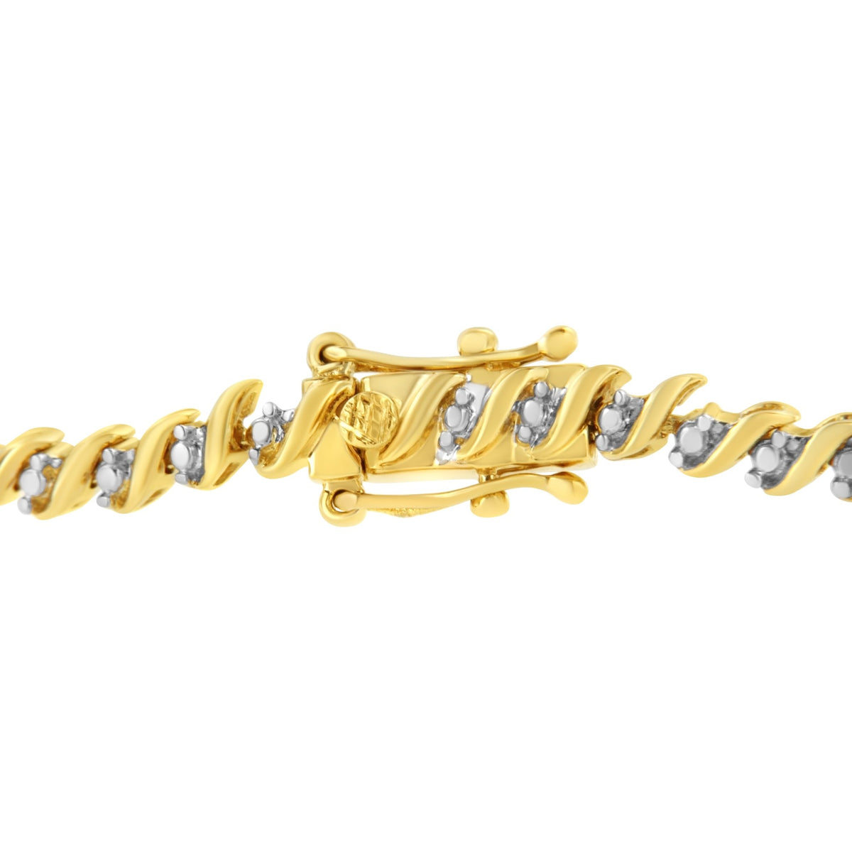 10K Yellow Gold Plated .925 Sterling Silver 1/2 Cttw 2-Prong Set Diamond S Link Tennis Bracelet (I-J Color, I3 Clarity)- 7.25&quot; - LinkagejewelrydesignLinkagejewelrydesign