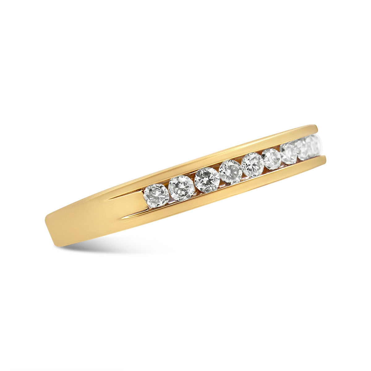 10K Yellow Gold Plated .925 Sterling Silver 1/4 Cttw Channel Set Round Diamond 11 Stone Wedding Band Ring (K-L Color, I1-I2 Clarity) - Size 7 - LinkagejewelrydesignLinkagejewelrydesign