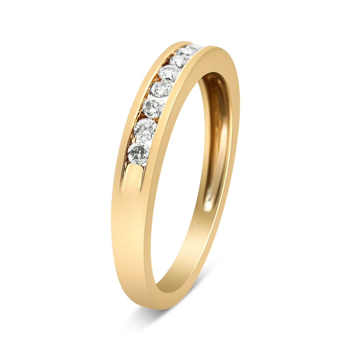 10K Yellow Gold Plated .925 Sterling Silver 1/4 Cttw Channel Set Round Diamond 11 Stone Wedding Band Ring (K-L Color, I1-I2 Clarity) - Size 7 - LinkagejewelrydesignLinkagejewelrydesign