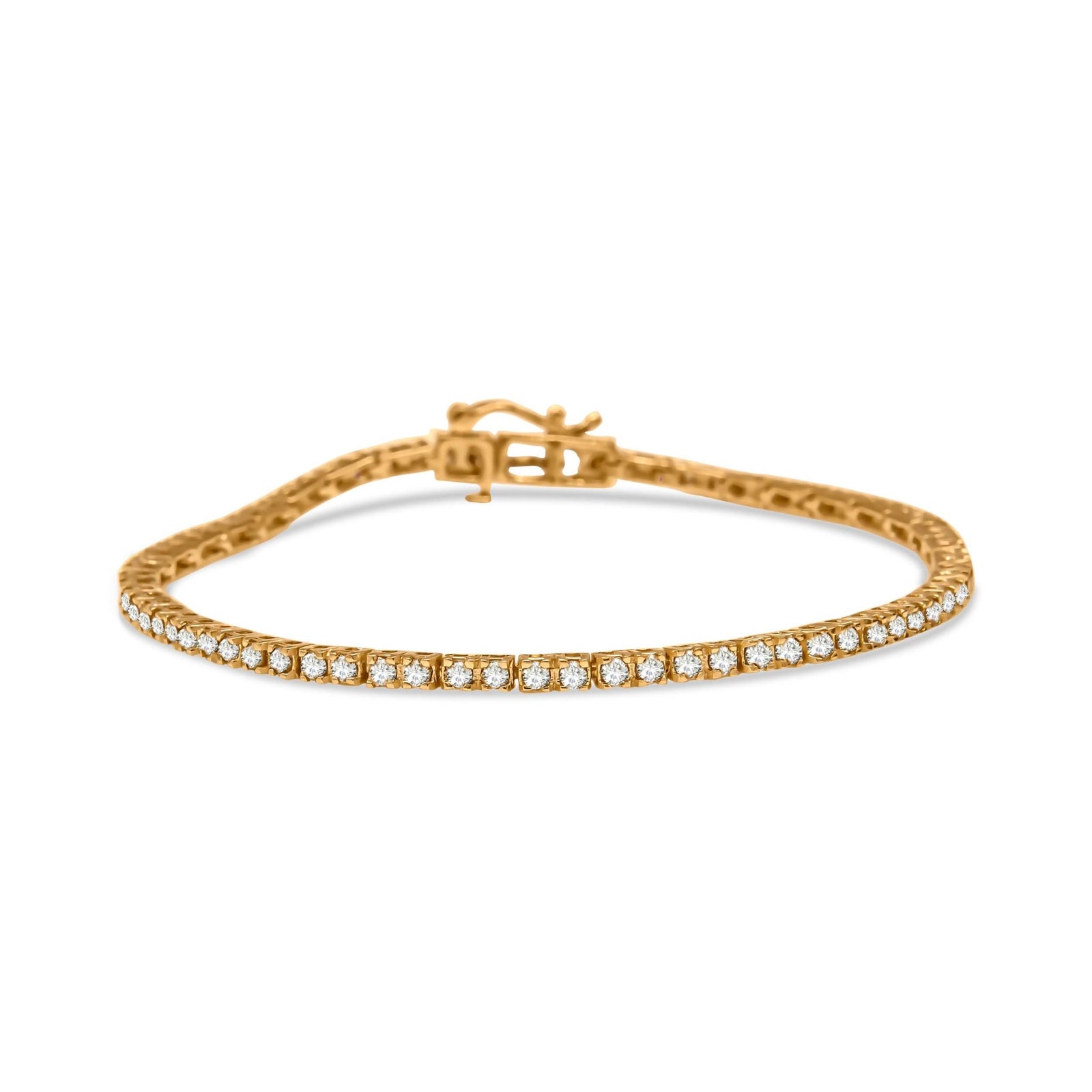 10K Yellow Gold Plated .925 Sterling Silver 2.0 Cttw Champagne Diamond Tennis 7" Bracelet (Champagne Color, I3 Clarity) - LinkagejewelrydesignLinkagejewelrydesign