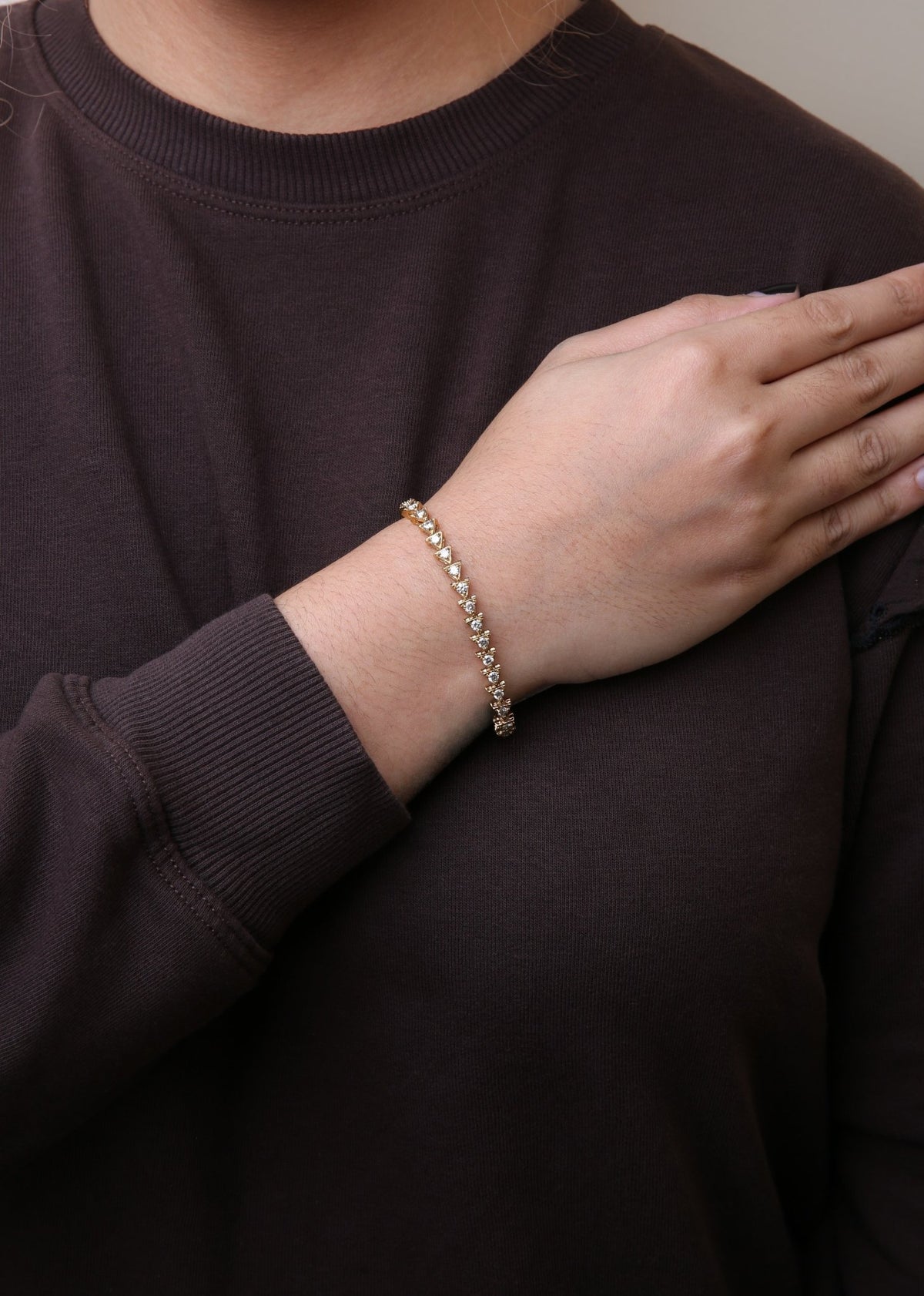 10K Yellow Gold Plated .925 Sterling Silver 3.0 Cttw Diamond Triangle Link Tennis Bracelet (I-J Color, SI2-I1 Clarity) - Size 7.25" Inches - LinkagejewelrydesignLinkagejewelrydesign
