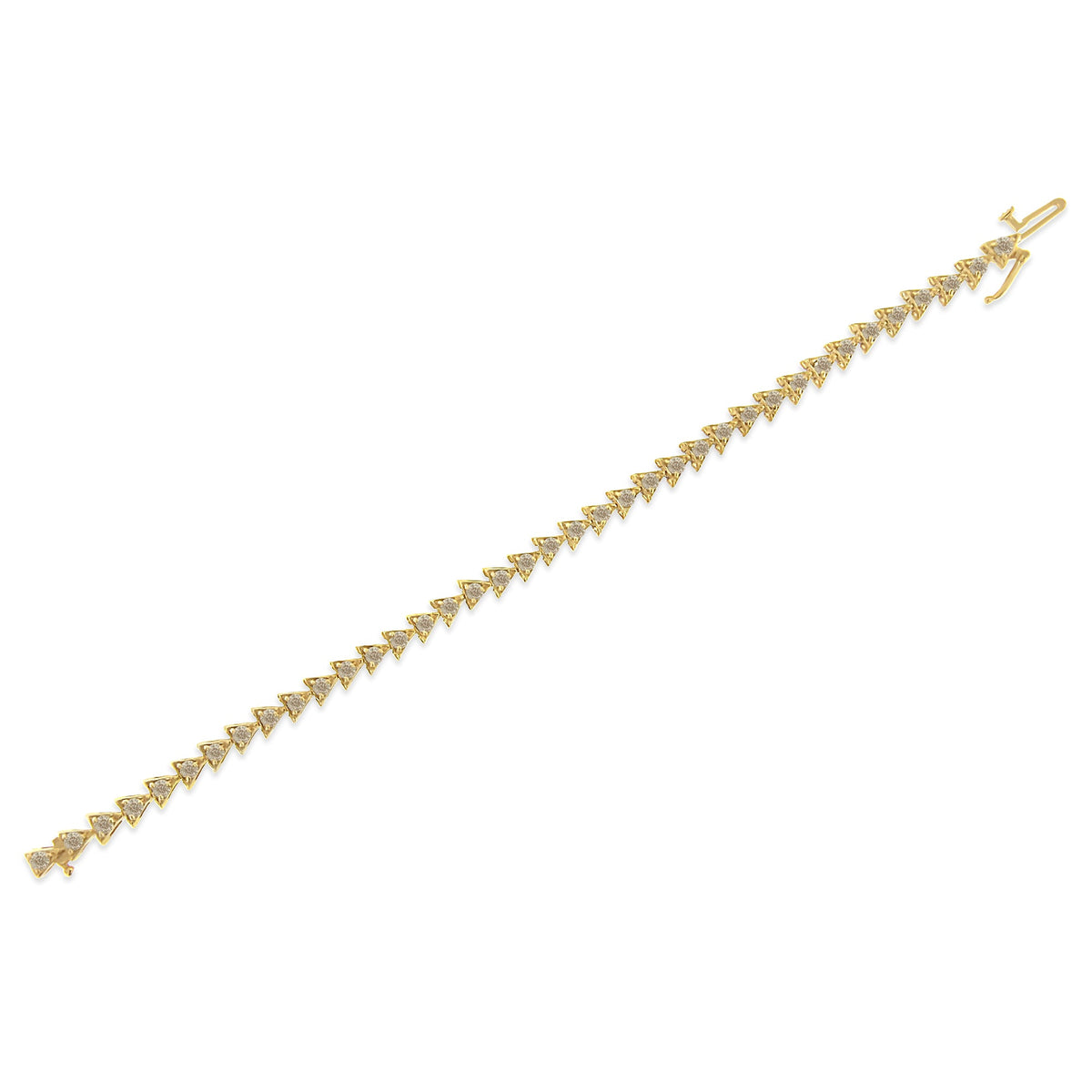 10K Yellow Gold Plated .925 Sterling Silver 3.0 Cttw Diamond Triangle Link Tennis Bracelet (I-J Color, SI2-I1 Clarity) - Size 7.25" Inches - LinkagejewelrydesignLinkagejewelrydesign