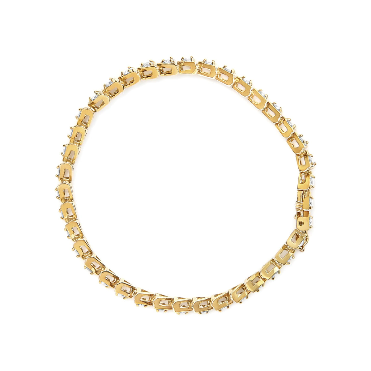 10K Yellow Gold Plated .925 Sterling Silver 3.0 Cttw Diamond Triangle Link Tennis Bracelet (I-J Color, SI2-I1 Clarity) - Size 7.25" Inches - LinkagejewelrydesignLinkagejewelrydesign
