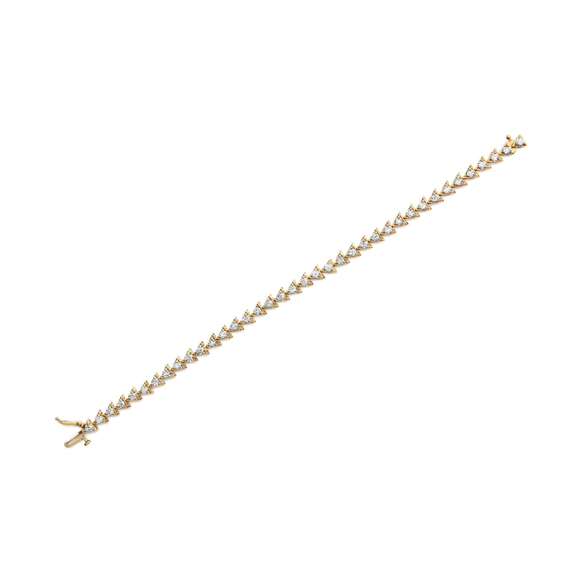 10K Yellow Gold Plated .925 Sterling Silver 3.0 Cttw Diamond Triangle Link Tennis Bracelet (I-J Color, SI2-I1 Clarity) - Size 7.25" Inches - LinkagejewelrydesignLinkagejewelrydesign