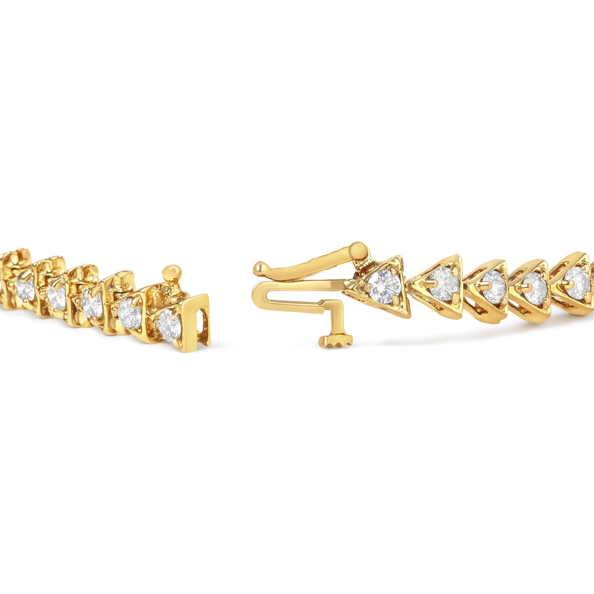 10K Yellow Gold Plated .925 Sterling Silver 3.0 Cttw Diamond Triangle Link Tennis Bracelet (I-J Color, SI2-I1 Clarity) - Size 7.25" Inches - LinkagejewelrydesignLinkagejewelrydesign