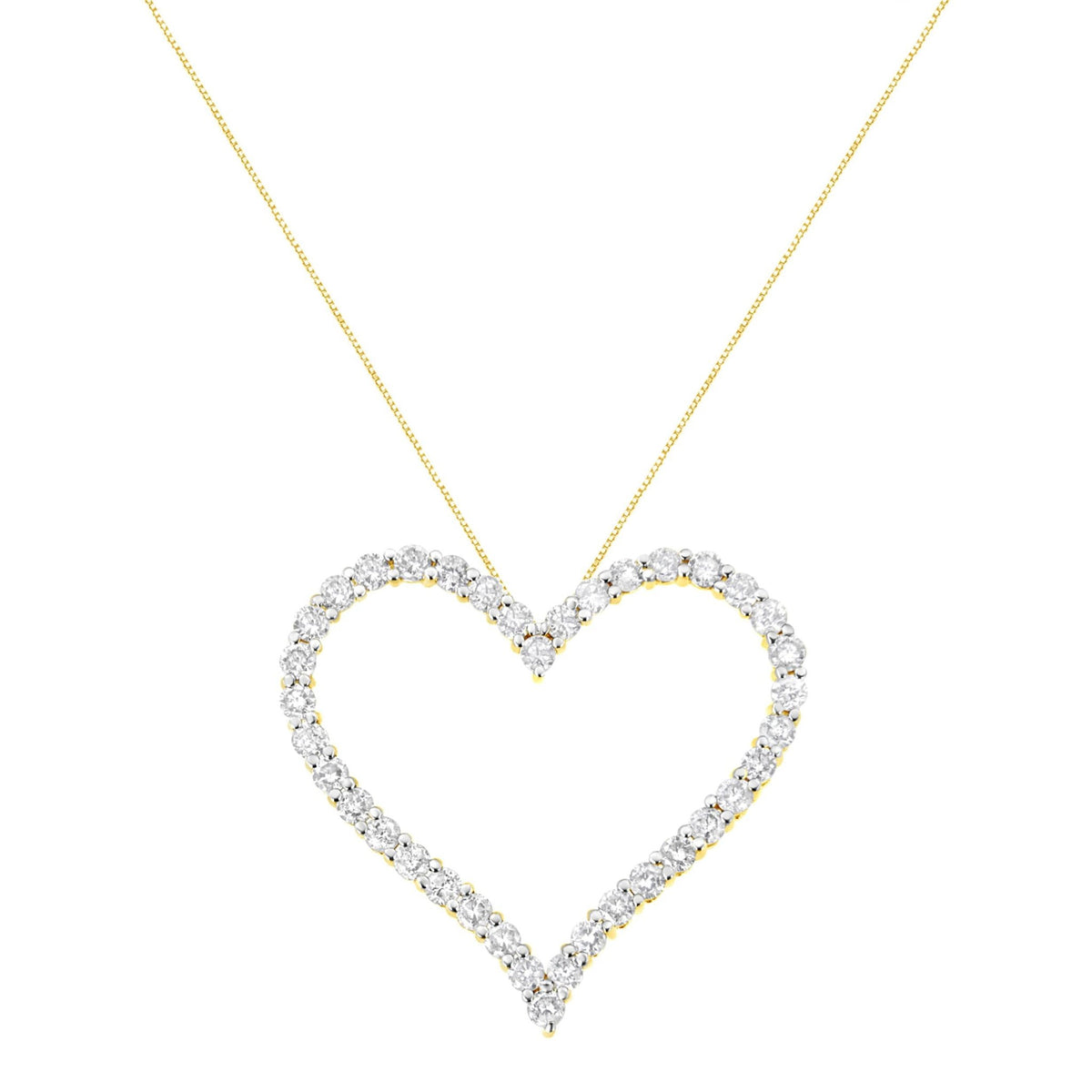 10k Yellow Gold Plated .925 Sterling Silver 3.0 cttw Round-Cut Diamond Open Heart Pendant Necklace (J-K Color, I1-I2 Clarity) - 18&quot; - LinkagejewelrydesignLinkagejewelrydesign