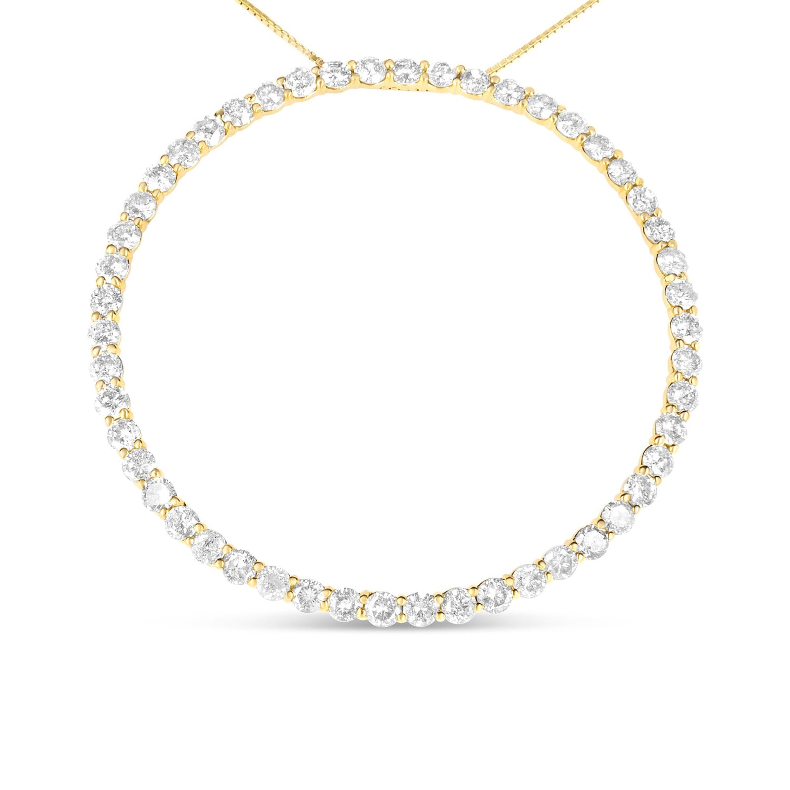 10K Yellow Gold Plated .925 Sterling Silver 4 Cttw Diamond Circle Hoop 18" Pendant Necklace (J-K Color, I1-I2 Clarity) - LinkagejewelrydesignLinkagejewelrydesign