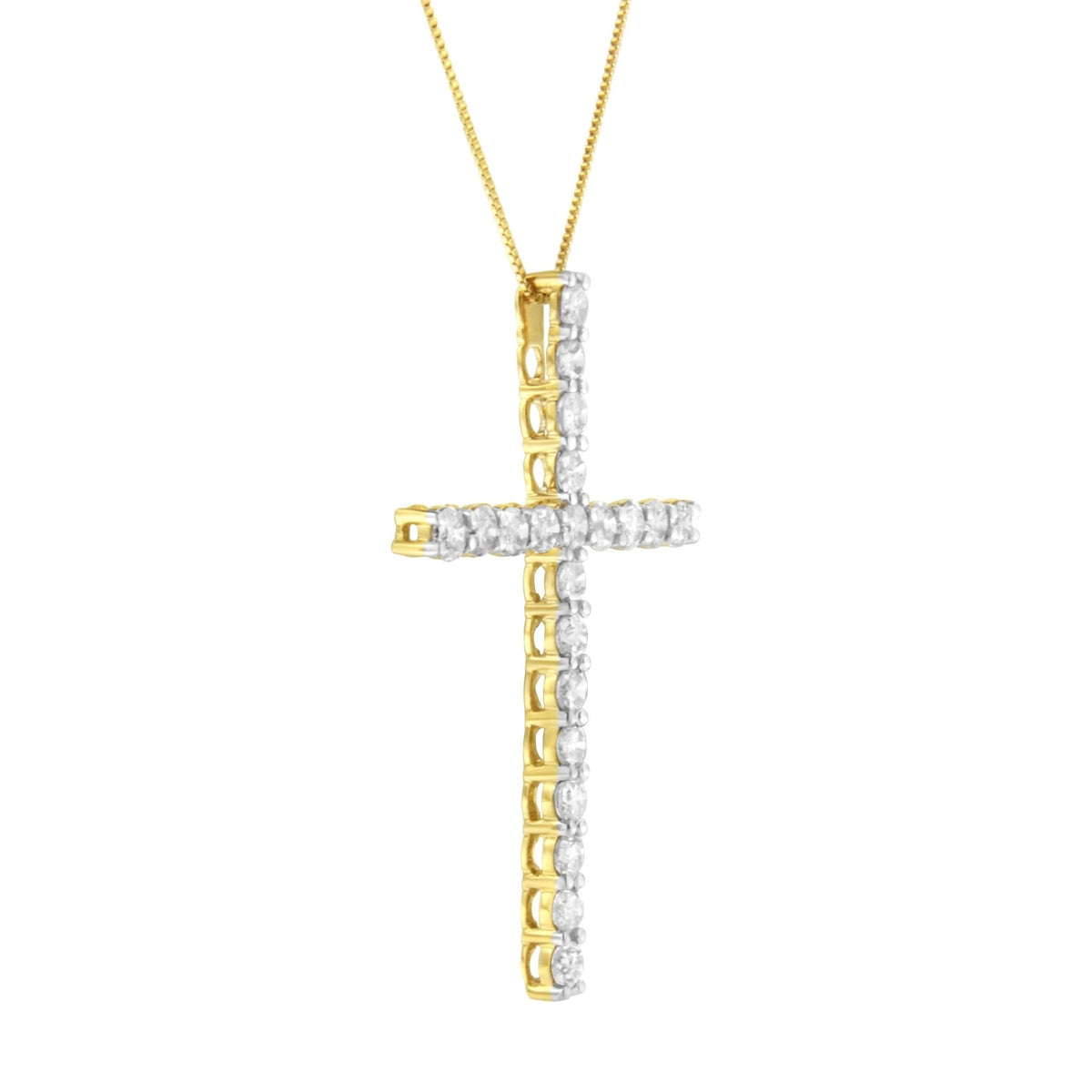 10K Yellow Gold Plated .925 Sterling Silver 4.0 Cttw Round Cut Diamond Cross Pendant Necklace (J-K Color, I1-I2 Clarity) - 18&quot; - LinkagejewelrydesignLinkagejewelrydesign