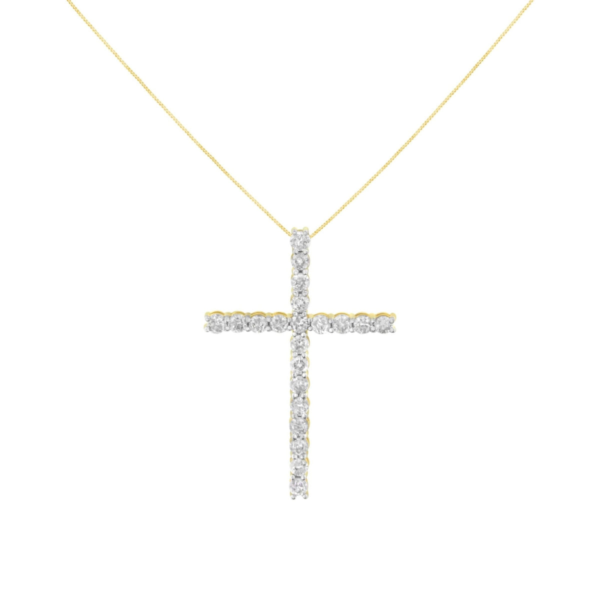 10K Yellow Gold Plated .925 Sterling Silver 4.0 Cttw Round Cut Diamond Cross Pendant Necklace (J-K Color, I1-I2 Clarity) - 18&quot; - LinkagejewelrydesignLinkagejewelrydesign