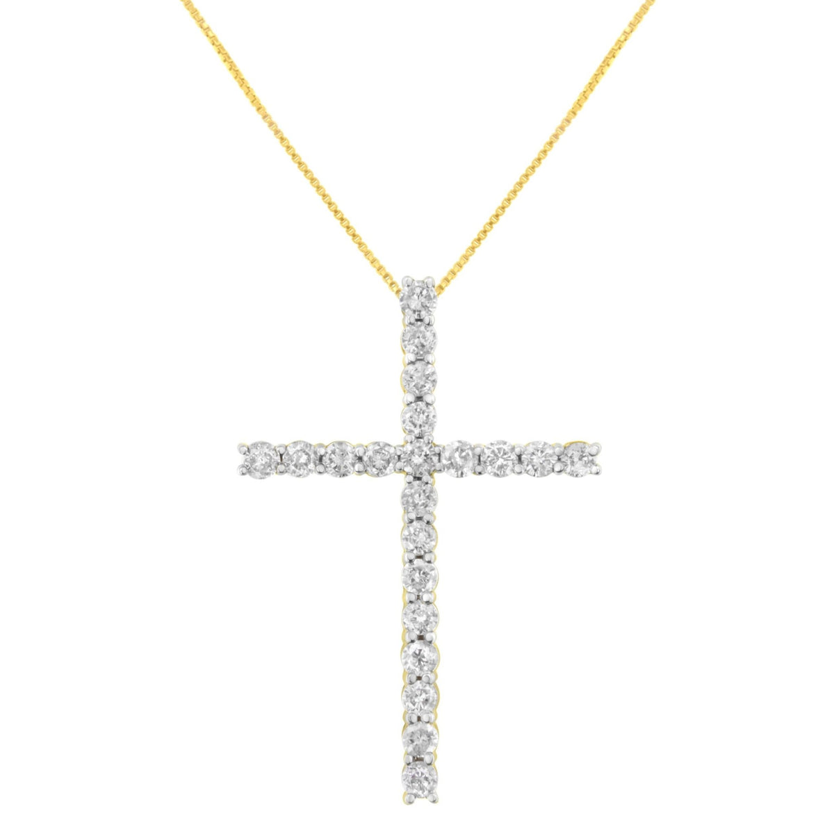 10K Yellow Gold Plated .925 Sterling Silver 4.0 Cttw Round Cut Diamond Cross Pendant Necklace (J-K Color, I1-I2 Clarity) - 18&quot; - LinkagejewelrydesignLinkagejewelrydesign