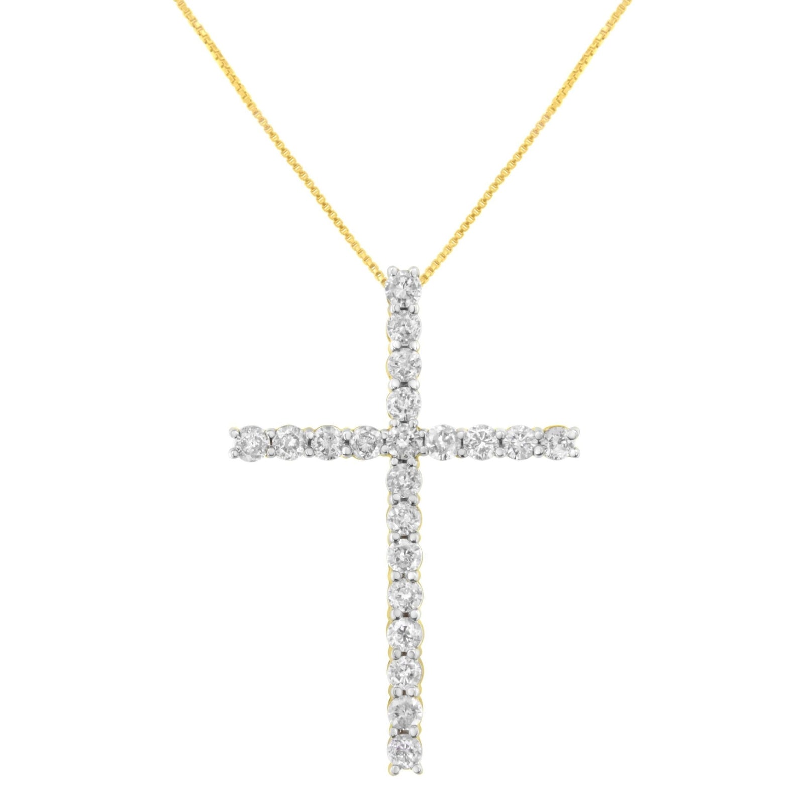 10K Yellow Gold Plated .925 Sterling Silver 4.0 Cttw Round Cut Diamond Cross Pendant Necklace (J-K Color, I1-I2 Clarity) - 18" - LinkagejewelrydesignLinkagejewelrydesign