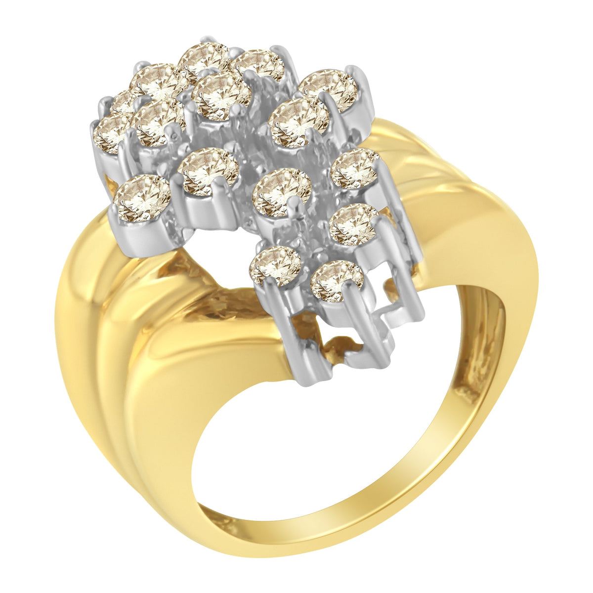 10K Yellow Gold Plated .925 Sterling Silver Diamond Cocktail Ring (1 1/2 Cttw, J-K Color, I1-I2 Clarity) - Size 7 - LinkagejewelrydesignLinkagejewelrydesign