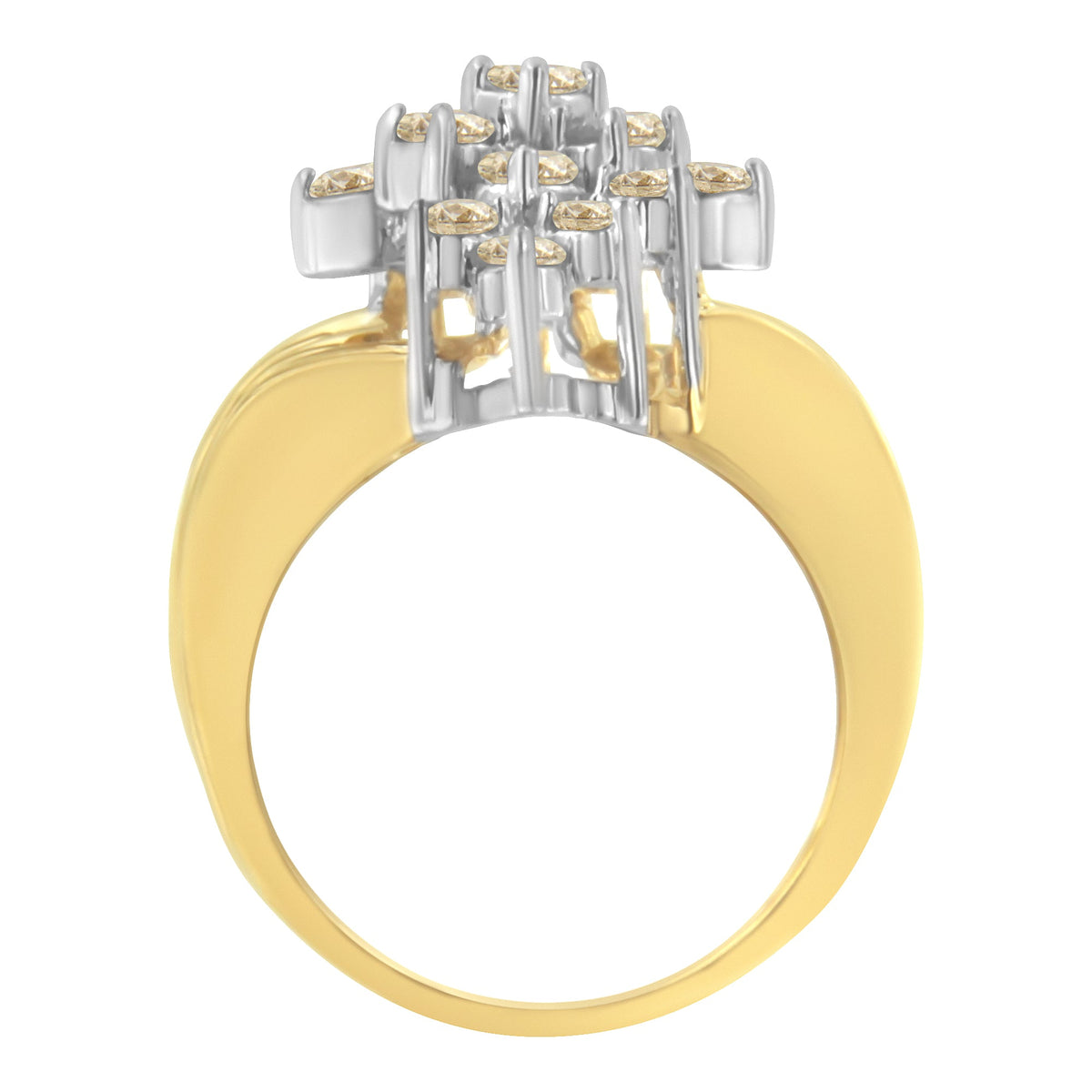 10K Yellow Gold Plated .925 Sterling Silver Diamond Cocktail Ring (1 1/2 Cttw, J-K Color, I1-I2 Clarity) - Size 7 - LinkagejewelrydesignLinkagejewelrydesign
