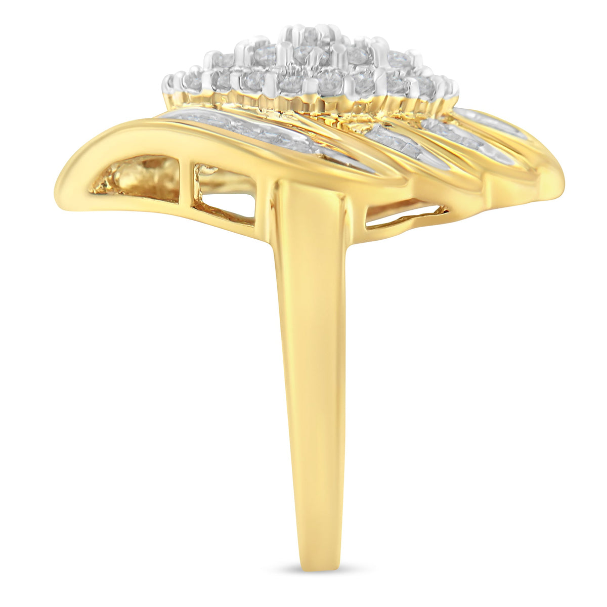 10K Yellow Gold Plated .925 Sterling Silver Diamond Cocktail Ring (3/4 Cttw, I-J Color, I2-I3 Clarity) - Size 6 - LinkagejewelrydesignLinkagejewelrydesign