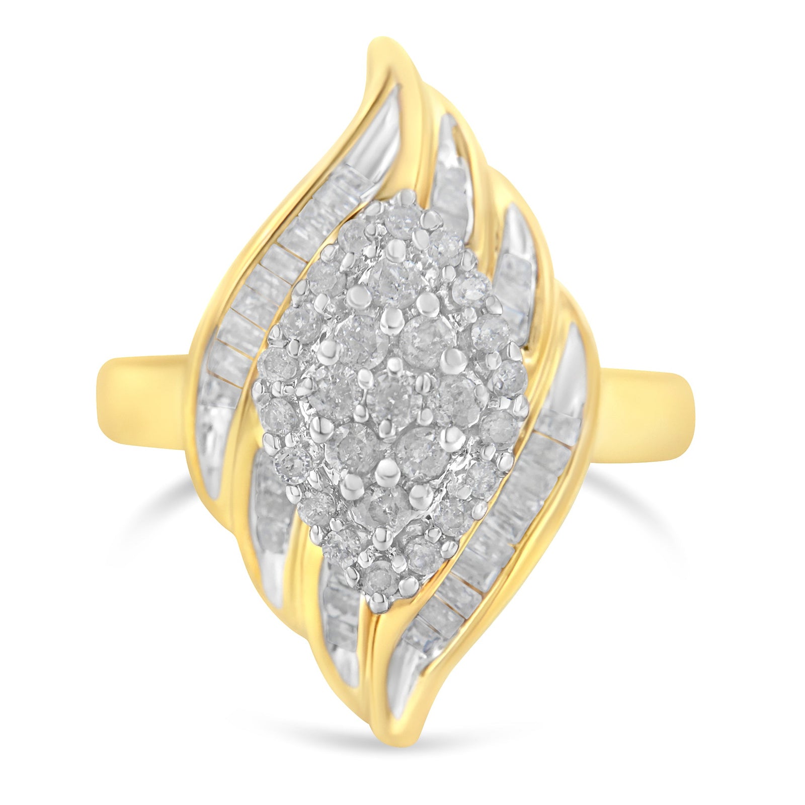 10K Yellow Gold Plated .925 Sterling Silver Diamond Cocktail Ring (3/4 Cttw, I-J Color, I2-I3 Clarity) - Size 6 - LinkagejewelrydesignLinkagejewelrydesign