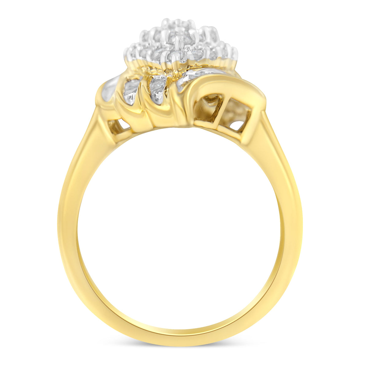 10K Yellow Gold Plated .925 Sterling Silver Diamond Cocktail Ring (3/4 Cttw, I-J Color, I2-I3 Clarity) - Size 6 - LinkagejewelrydesignLinkagejewelrydesign