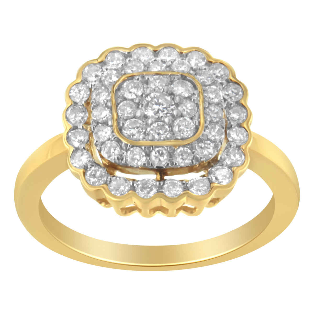 10K Yellow Gold Plated .925 Sterling Silver Diamond Cocktail Ring (3/4 Cttw, J-K Color, I2-I3 Clarity) - Size 7 - LinkagejewelrydesignLinkagejewelrydesign