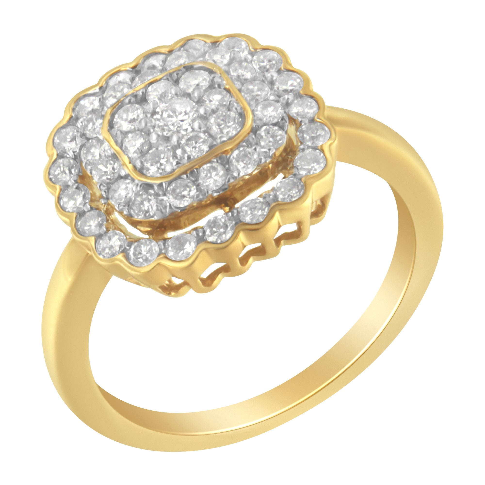 10K Yellow Gold Plated .925 Sterling Silver Diamond Cocktail Ring (3/4 Cttw, J-K Color, I2-I3 Clarity) - Size 7 - LinkagejewelrydesignLinkagejewelrydesign