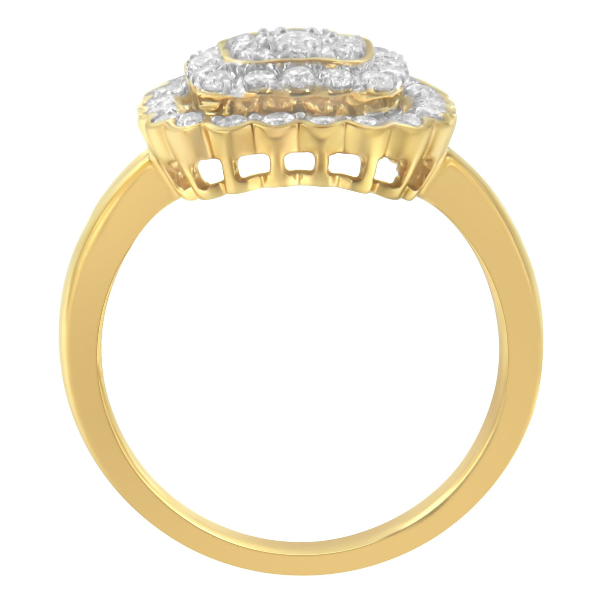 10K Yellow Gold Plated .925 Sterling Silver Diamond Cocktail Ring (3/4 Cttw, J-K Color, I2-I3 Clarity) - Size 7 - LinkagejewelrydesignLinkagejewelrydesign
