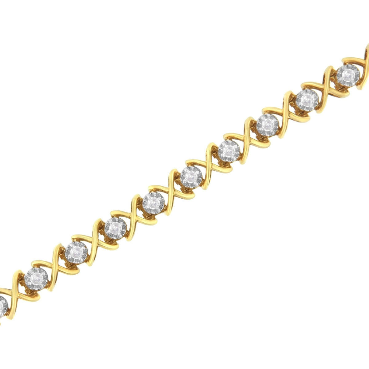 10K Yellow Gold Plated Sterling Silver 1 cttw Diamond Link Bracelet (J-K Clarity, I1-I2 Color) - Size 7" - LinkagejewelrydesignLinkagejewelrydesign