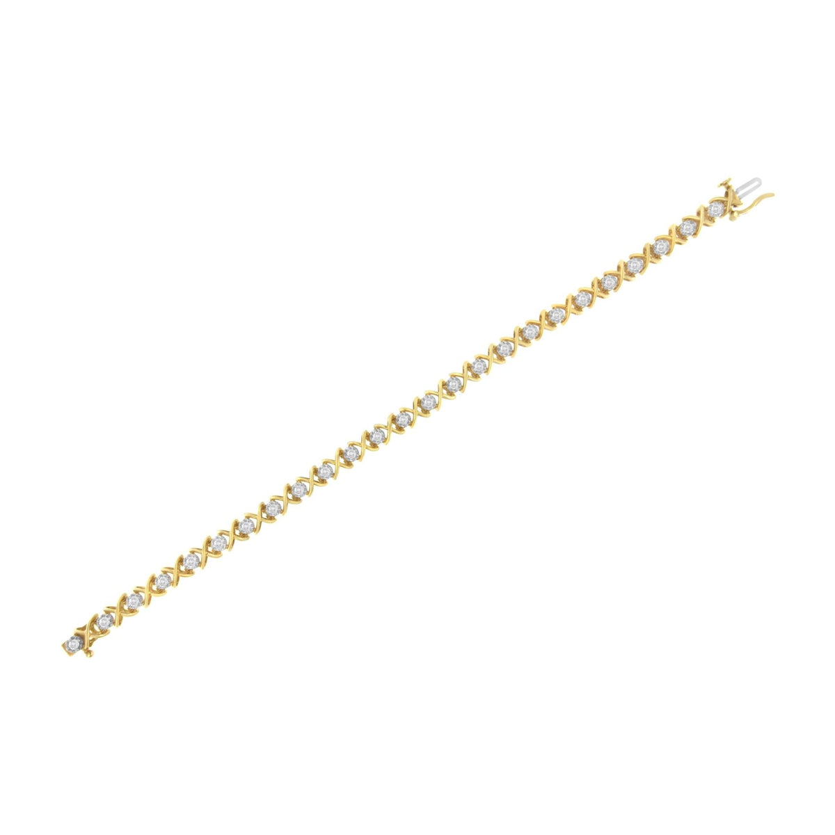 10K Yellow Gold Plated Sterling Silver 1 cttw Diamond Link Bracelet (J-K Clarity, I1-I2 Color) - Size 7" - LinkagejewelrydesignLinkagejewelrydesign