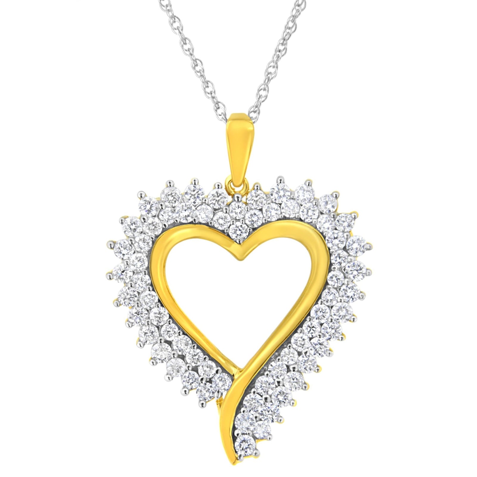 10K Yellow Gold Plated Sterling Silver 1 cttw Lab Grown Diamond Heart Pendant Necklace (F-G Color, VS2-SI1 Clarity) - LinkagejewelrydesignLinkagejewelrydesign