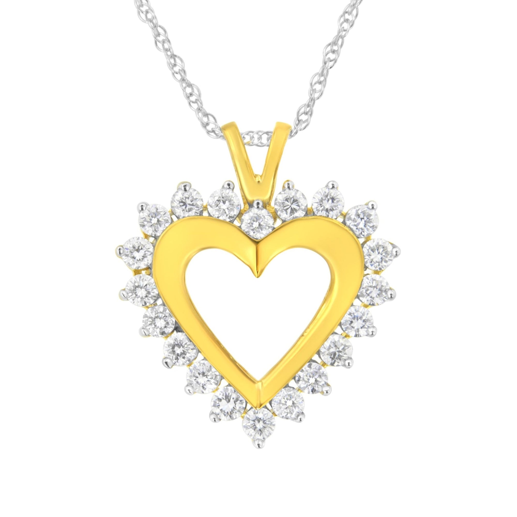 10k Yellow Gold Plated Sterling Silver 1 cttw Lab Grown Diamond Heart Pendant Necklace (F-G Color, VS2-SI1 Clarity) - LinkagejewelrydesignLinkagejewelrydesign