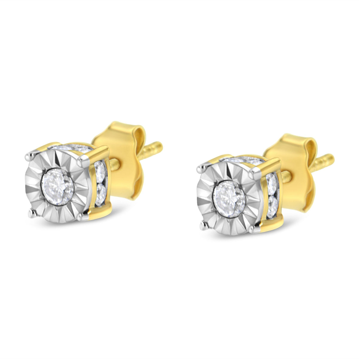 10K Yellow Gold Plated Sterling Silver 1/2 Cttw Miracle Set Diamond Stud Earring (J-K Color, I2-I3 Clarity) - LinkagejewelrydesignLinkagejewelrydesign