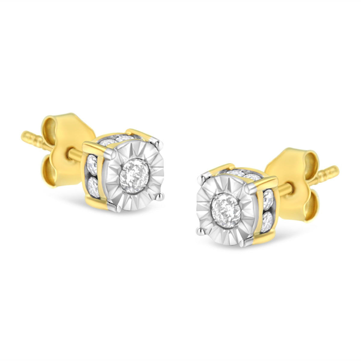 10K Yellow Gold Plated Sterling Silver 1/2 Cttw Miracle Set Diamond Stud Earring (J-K Color, I2-I3 Clarity) - LinkagejewelrydesignLinkagejewelrydesign