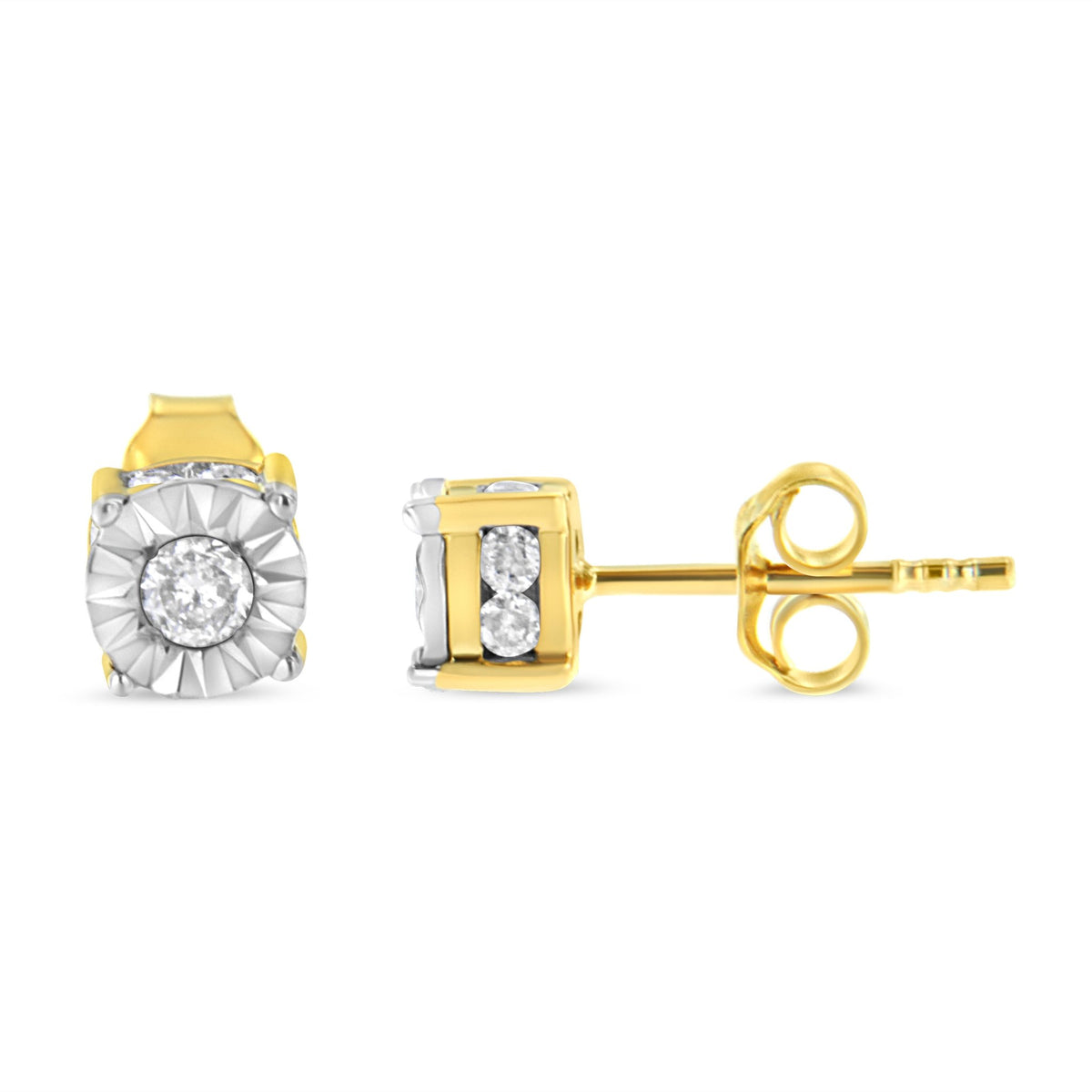 10K Yellow Gold Plated Sterling Silver 1/2 Cttw Miracle Set Diamond Stud Earring (J-K Color, I2-I3 Clarity) - LinkagejewelrydesignLinkagejewelrydesign