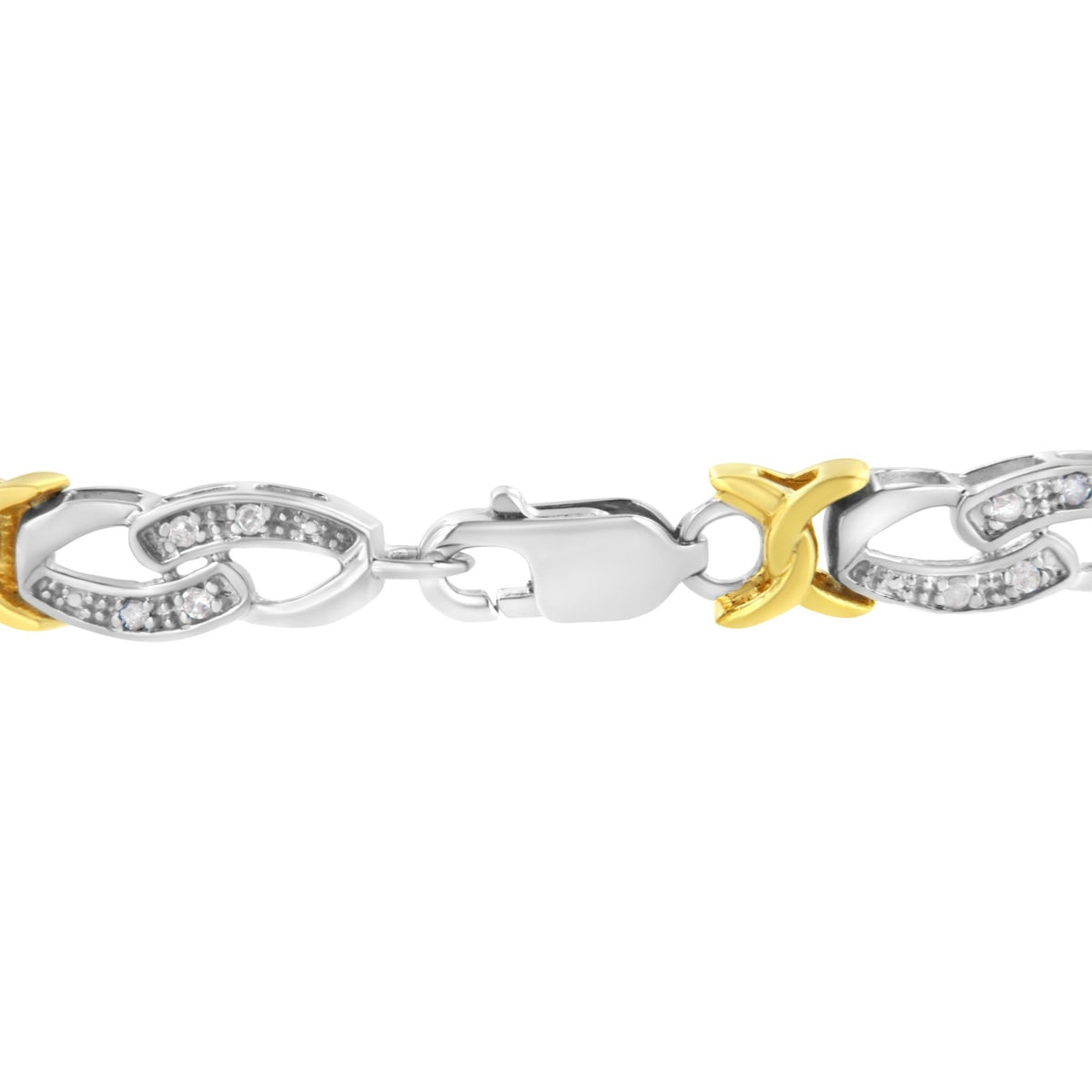 10k Yellow Gold Plated Sterling Silver 1/4 cttw Diamond Infinity and X Link Bracelet (I-J Clarity, I2-I3 Color) - Size 7.25" - LinkagejewelrydesignLinkagejewelrydesign