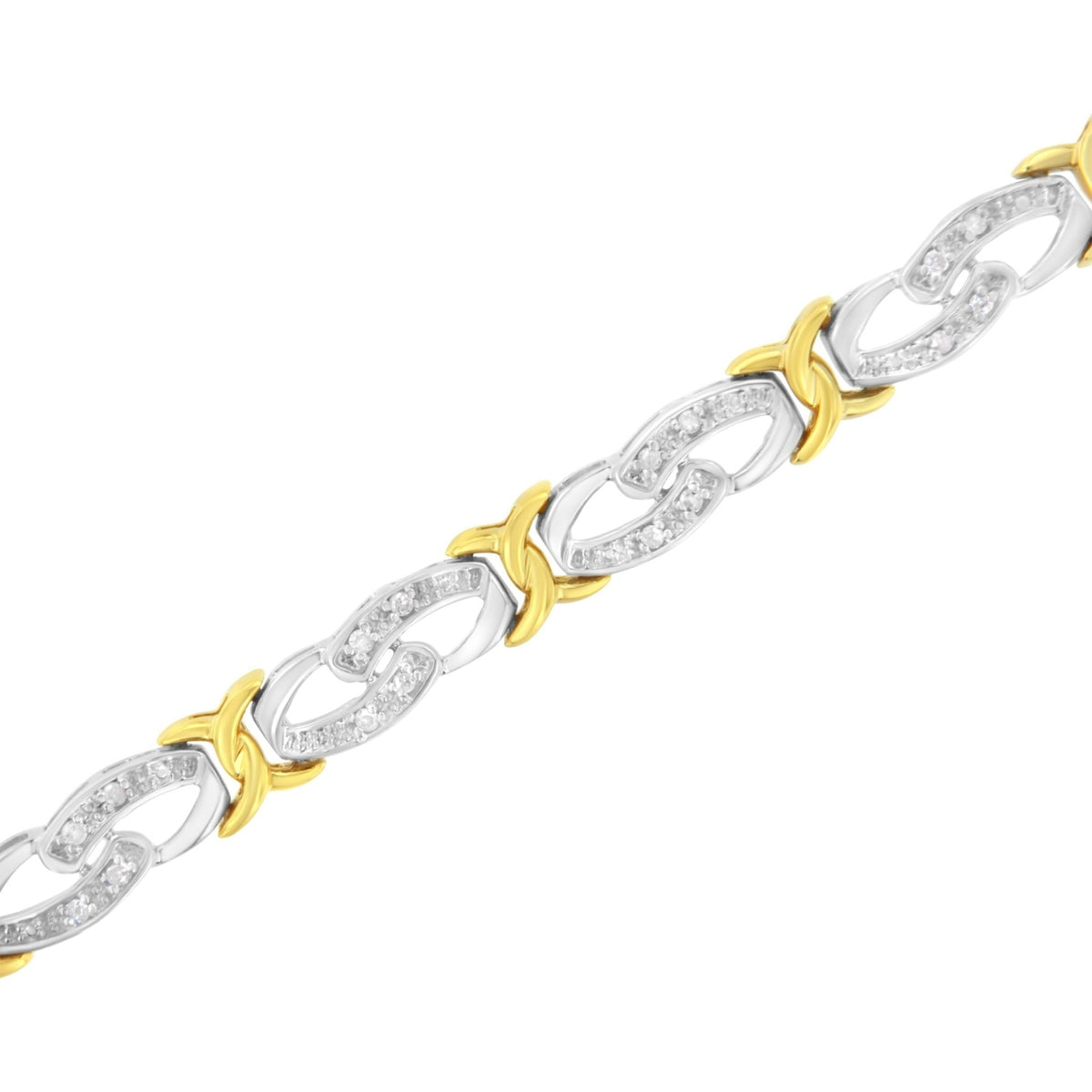 10k Yellow Gold Plated Sterling Silver 1/4 cttw Diamond Infinity and X Link Bracelet (I-J Clarity, I2-I3 Color) - Size 7.25" - LinkagejewelrydesignLinkagejewelrydesign
