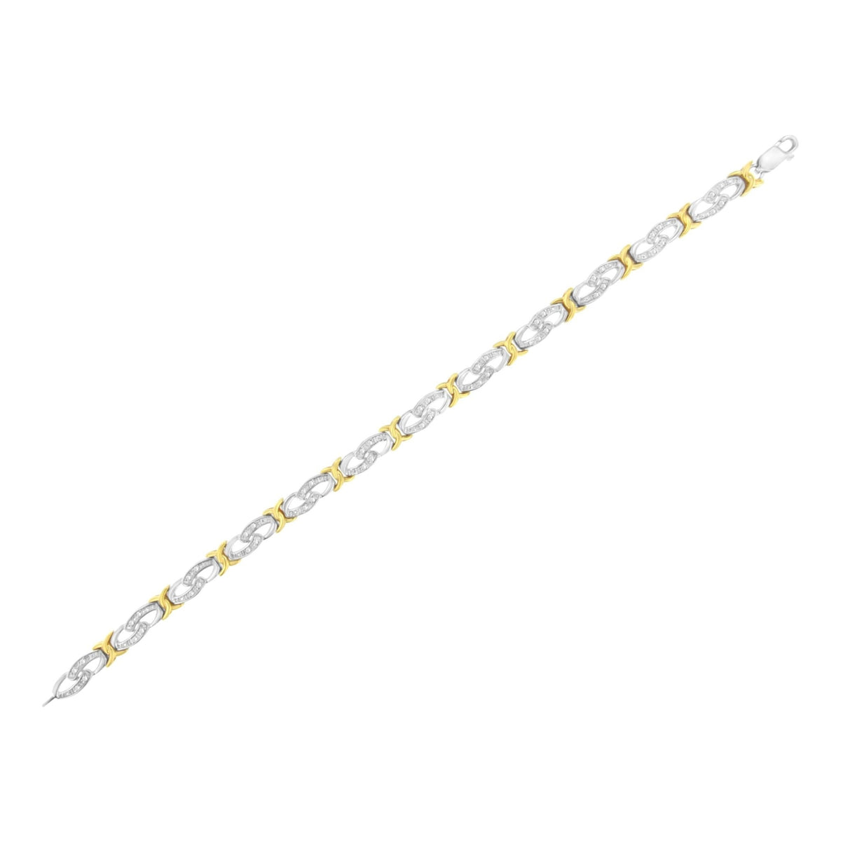 10k Yellow Gold Plated Sterling Silver 1/4 cttw Diamond Infinity and X Link Bracelet (I-J Clarity, I2-I3 Color) - Size 7.25" - LinkagejewelrydesignLinkagejewelrydesign