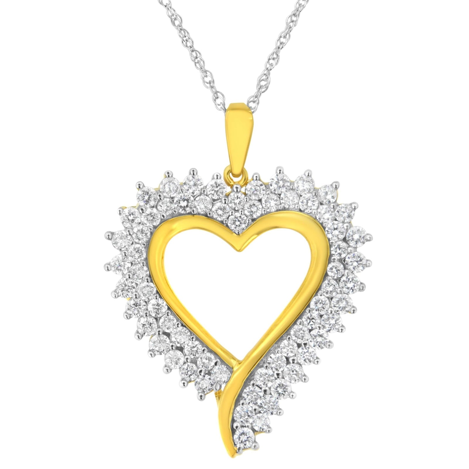 10k Yellow Gold Plated Sterling Silver 2 1/5 cttw Lab Grown Diamond Heart Pendant Necklace (F-G Color, VS2-SI1 Clarity) - LinkagejewelrydesignLinkagejewelrydesign