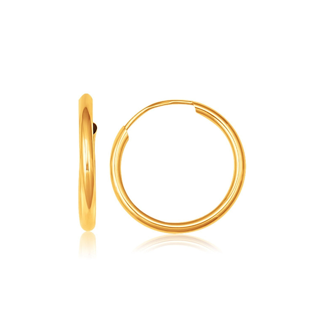 10k Yellow Gold Polished Endless Hoop Earrings (16mm Diameter) - LinkagejewelrydesignLinkagejewelrydesign