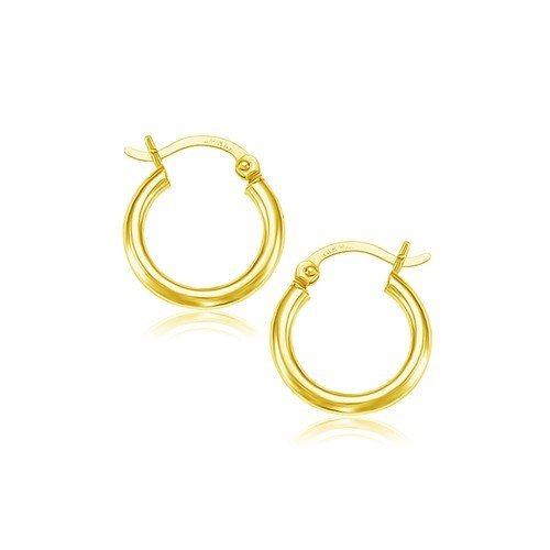 10k Yellow Gold Polished Hoop Earrings (15 mm) - LinkagejewelrydesignLinkagejewelrydesign