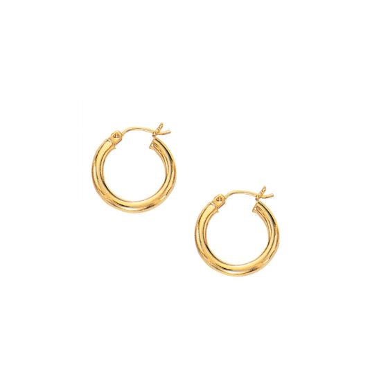 10k Yellow Gold Polished Hoop Earrings (15 mm) - LinkagejewelrydesignLinkagejewelrydesign