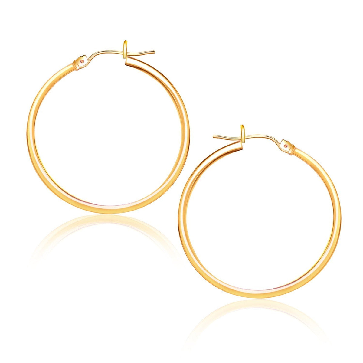 10k Yellow Gold Polished Hoop Earrings (25 mm) - LinkagejewelrydesignLinkagejewelrydesign