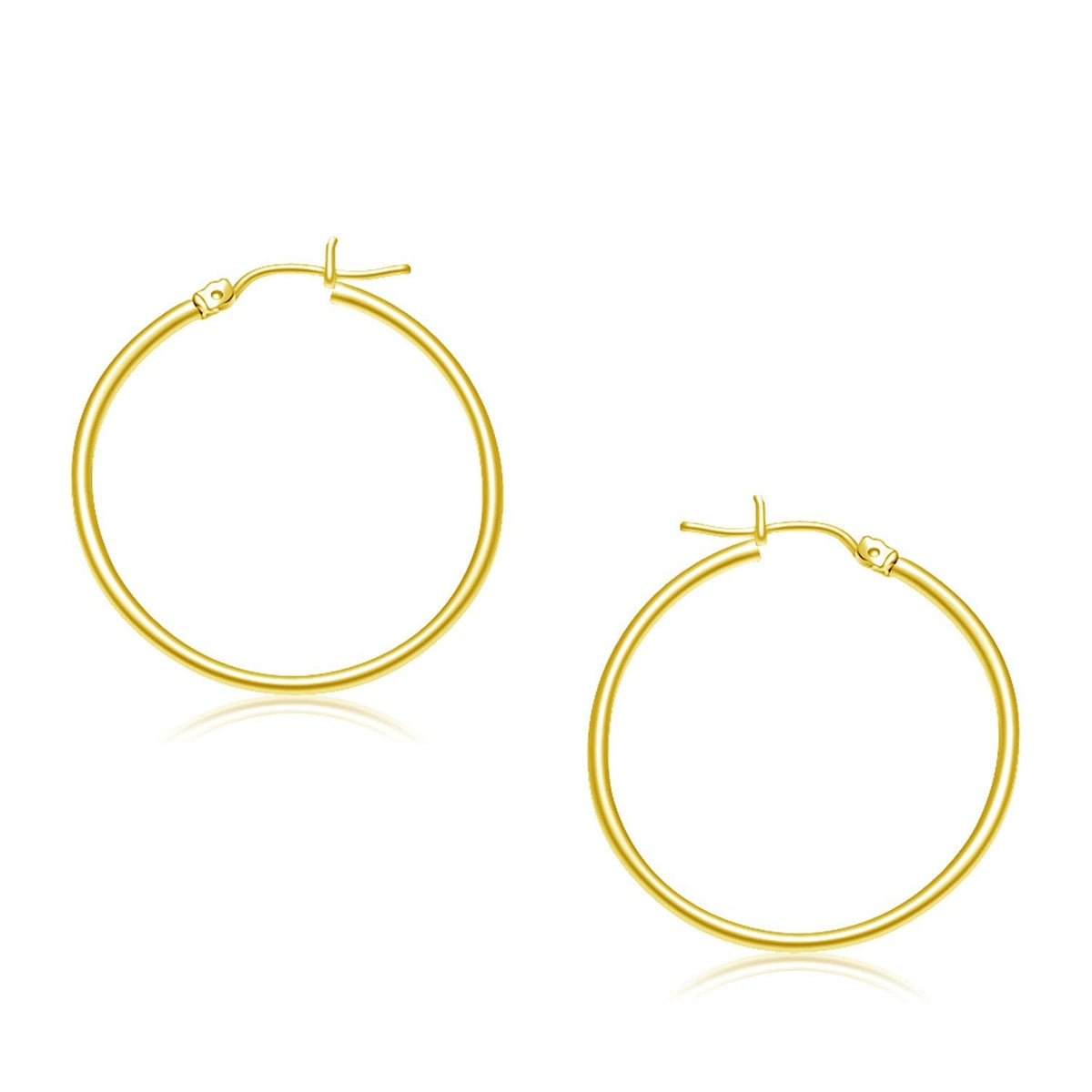 10k Yellow Gold Polished Hoop Earrings (30 mm) - LinkagejewelrydesignLinkagejewelrydesign