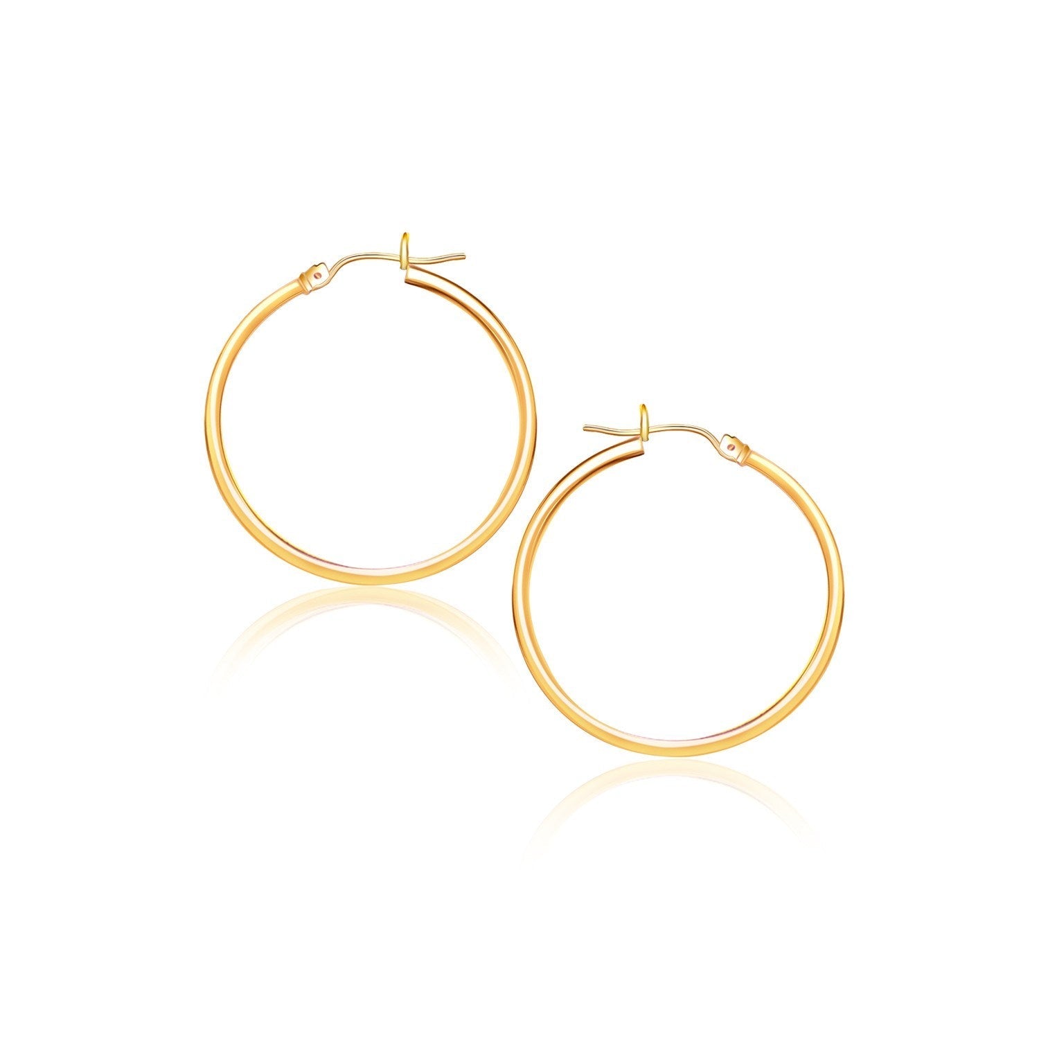 10k Yellow Gold Polished Hoop Earrings (40 mm) - LinkagejewelrydesignLinkagejewelrydesign