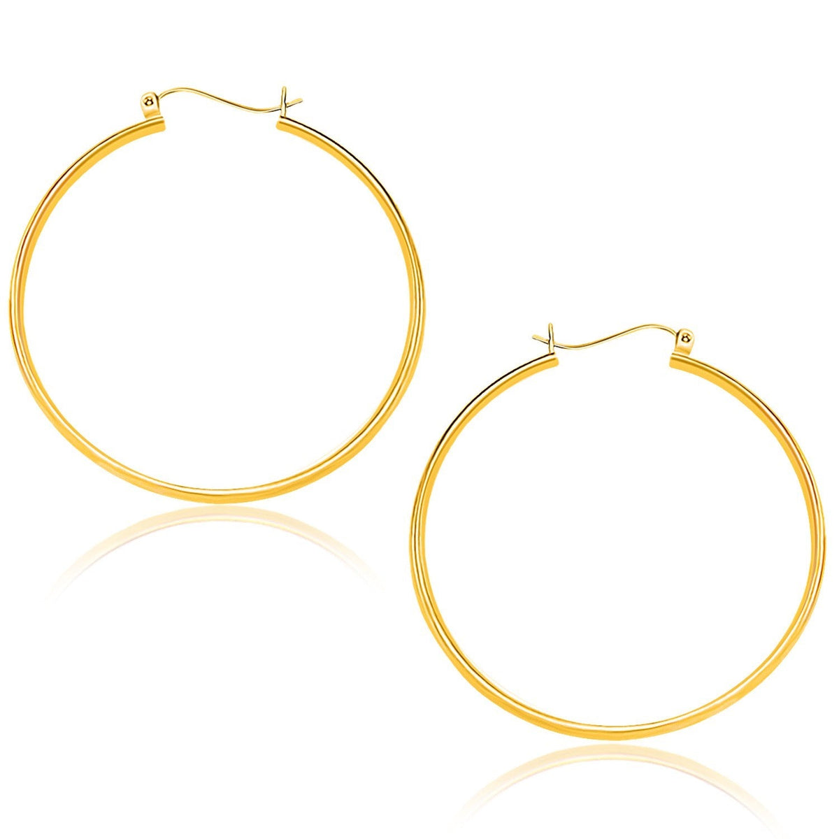 10k Yellow Gold Polished Hoop Earrings (40mm) - LinkagejewelrydesignLinkagejewelrydesign