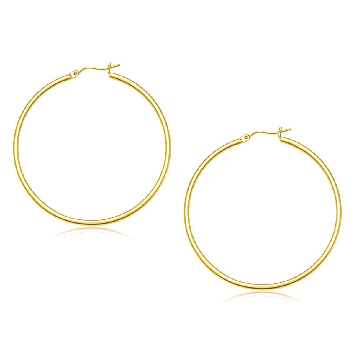10k Yellow Gold Polished Hoop Earrings (45 mm) - LinkagejewelrydesignLinkagejewelrydesign