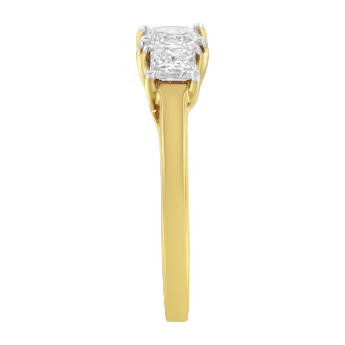 10K Yellow Gold Princess-Cut Diamond Three Stone Band Ring (1 Cttw, J-K Color, I1-I2 Clarity) - Size 6 - LinkagejewelrydesignLinkagejewelrydesign