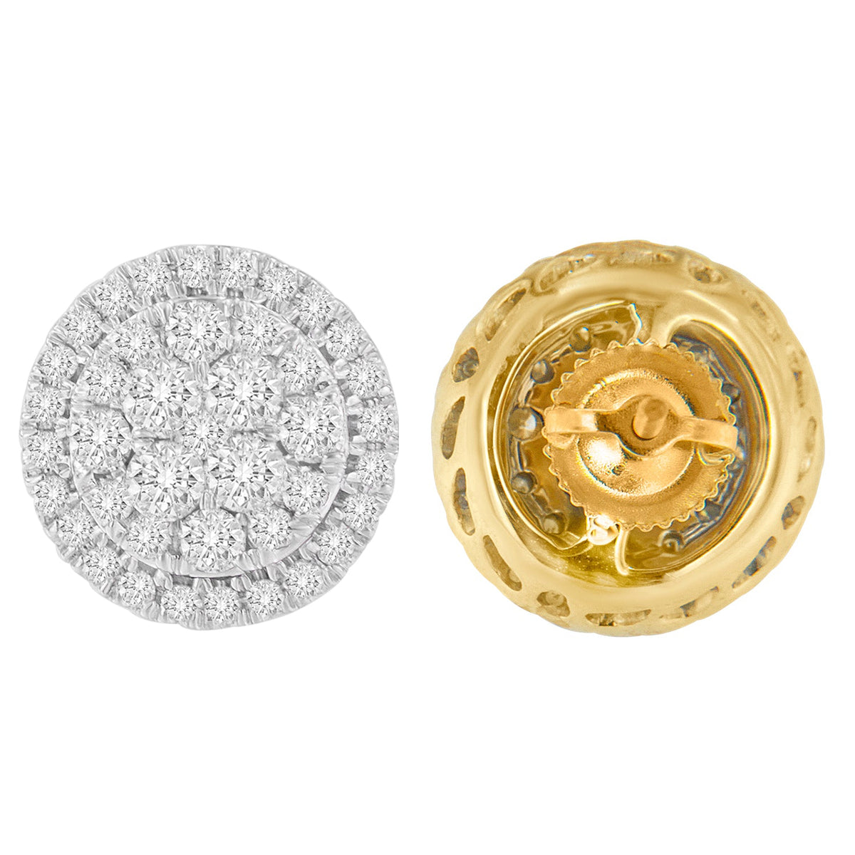 10K Yellow Gold Round Cut Diamond Earrings (1.5 cttw, H-I Color, I2-I3 Clarity) - LinkagejewelrydesignLinkagejewelrydesign