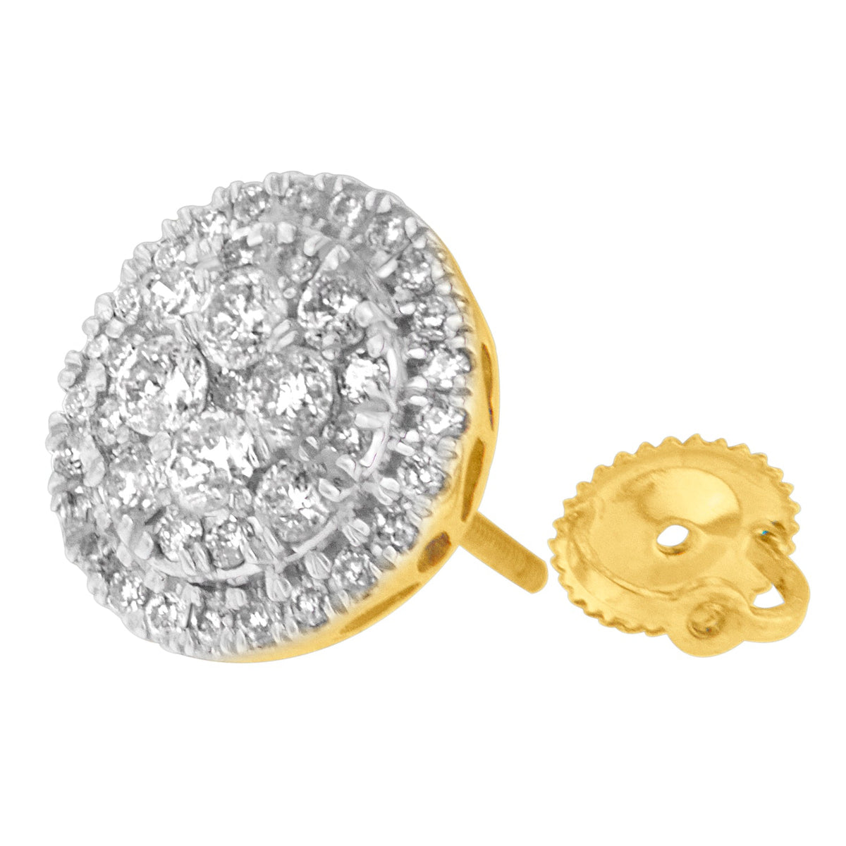 10K Yellow Gold Round Cut Diamond Earrings (1.5 cttw, H-I Color, I2-I3 Clarity) - LinkagejewelrydesignLinkagejewelrydesign