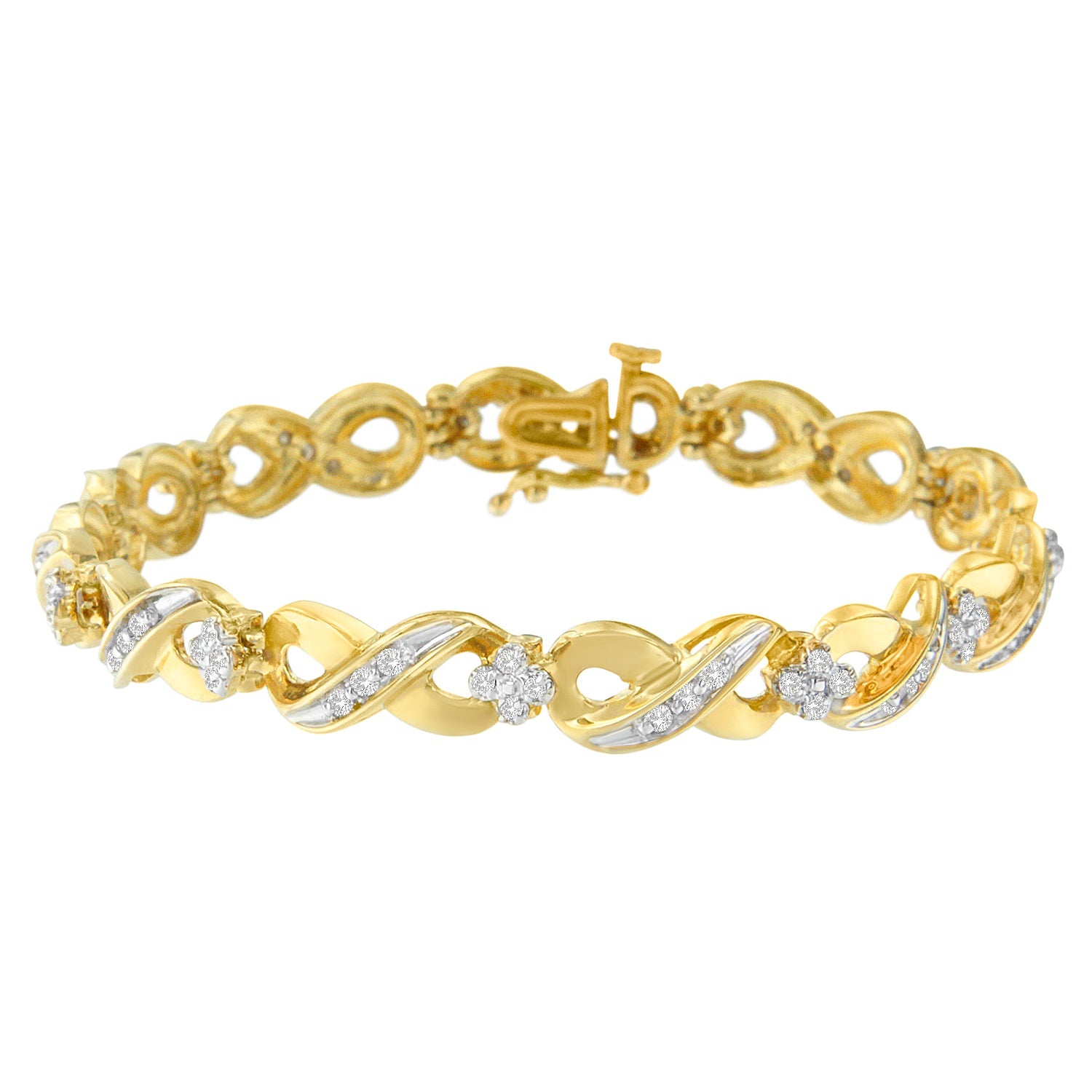 10K Yellow Gold Round-Cut Diamond Infinite Love Bracelet (1.00 cttw, I-J Color, I2-I3 Clarity) - LinkagejewelrydesignLinkagejewelrydesign