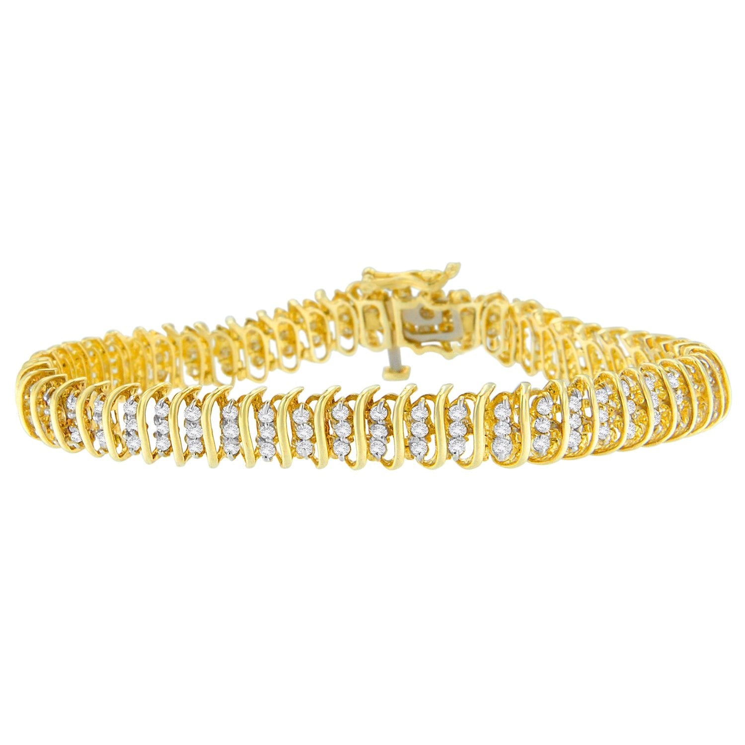 10K Yellow Gold Round Cut Diamond Wrap Bracelet (2.00 cttw, I-J Color, I2-I3 Clarity) - LinkagejewelrydesignLinkagejewelrydesign