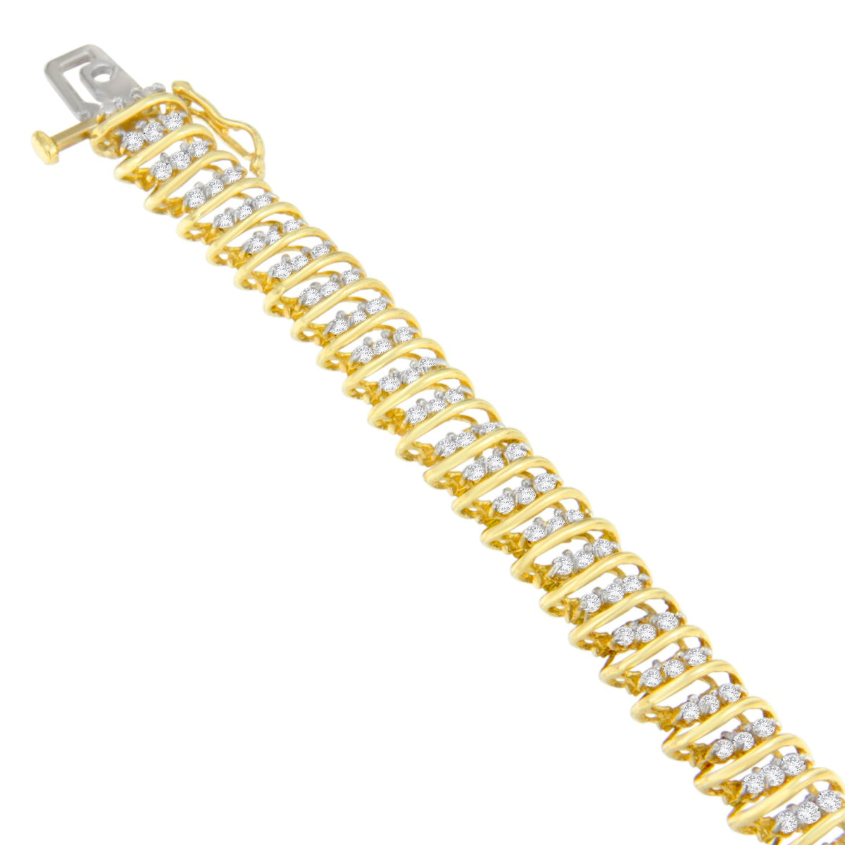 10K Yellow Gold Round Cut Diamond Wrap Bracelet (2.00 cttw, I-J Color, I2-I3 Clarity) - LinkagejewelrydesignLinkagejewelrydesign
