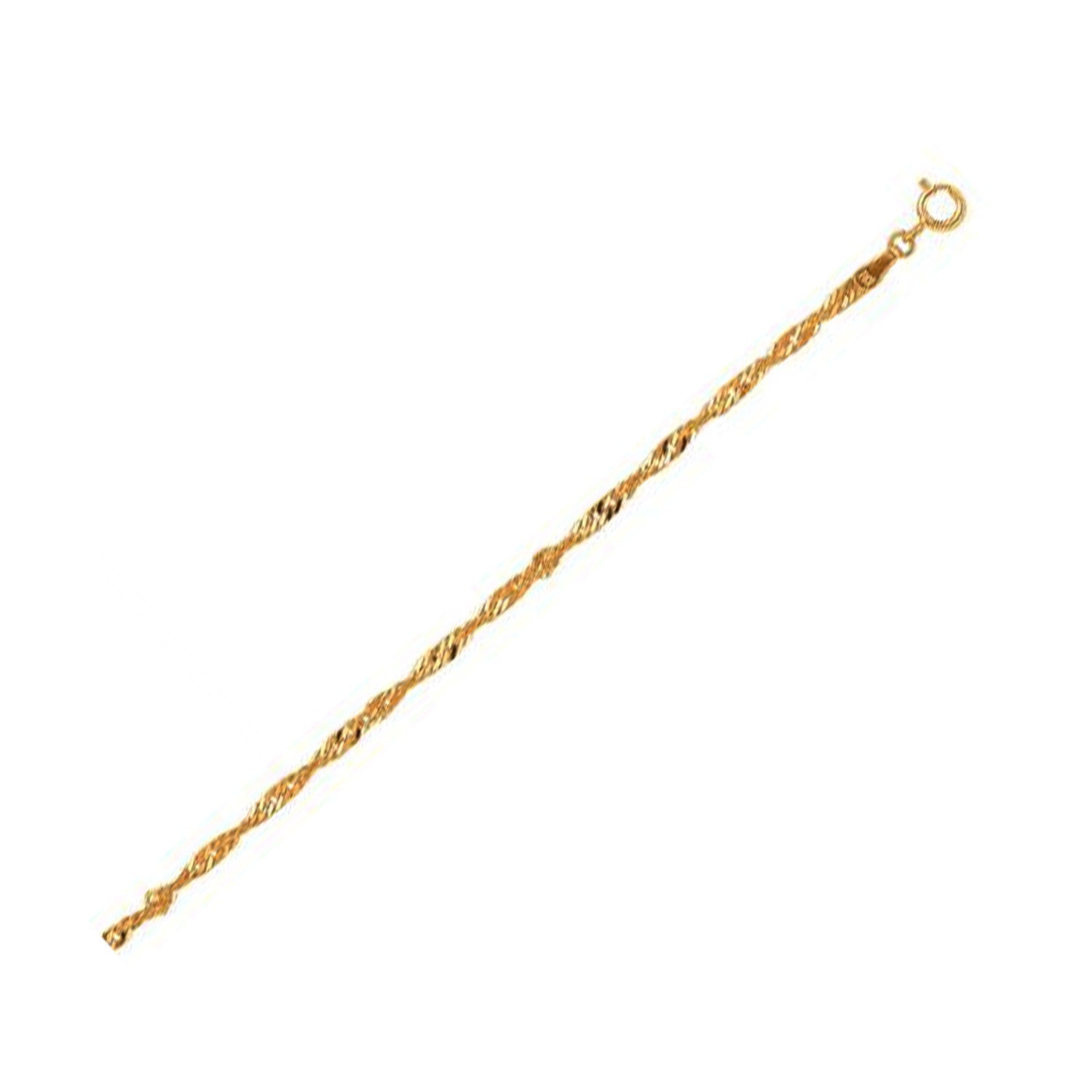 10k Yellow Gold Singapore Bracelet 2.2mm - LinkagejewelrydesignLinkagejewelrydesign