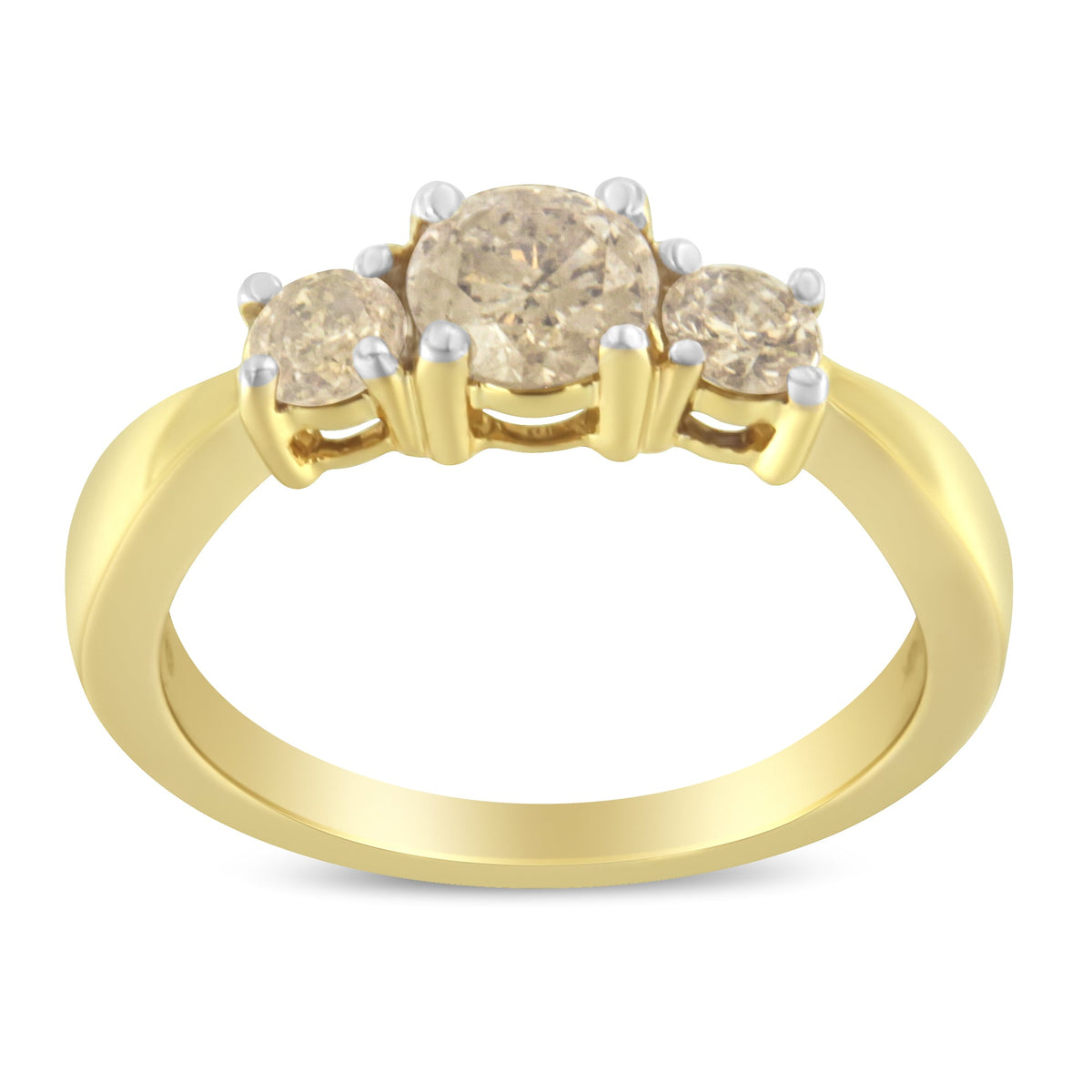10K Yellow Gold Three Stone Diamond Band Ring (1.00 cttw, J-K Color, I2-I3 Clarity) - LinkagejewelrydesignLinkagejewelrydesign